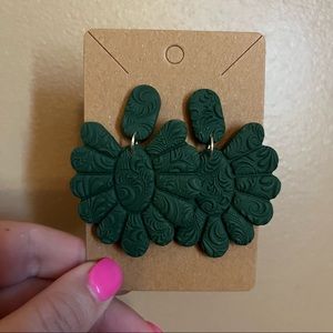 Clay Earrings - Hunter Green